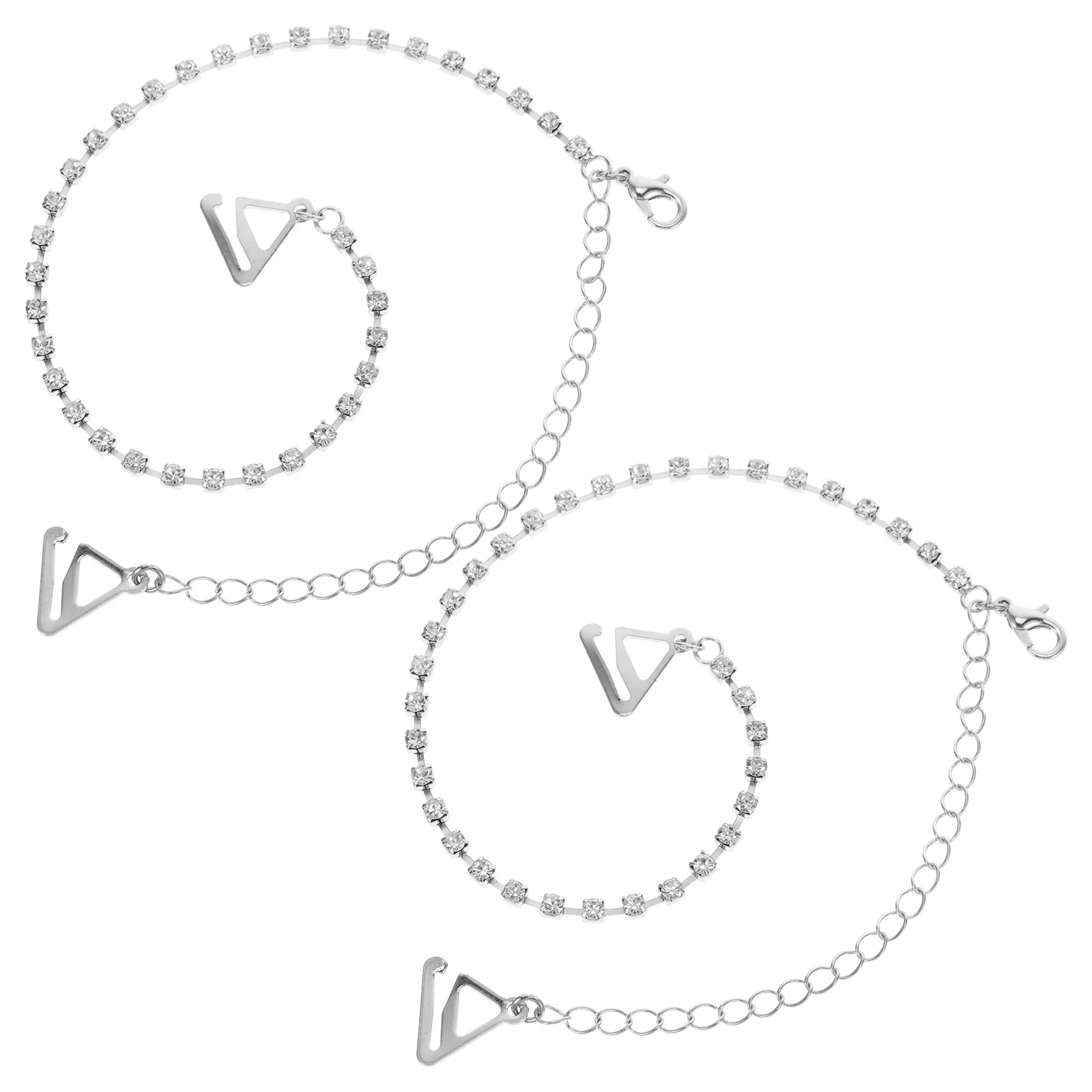 

1 Pair 35-48Cm Adjustable Crystal Rhinestone Single Row Bra Strap Shoulder Chain For Accessories