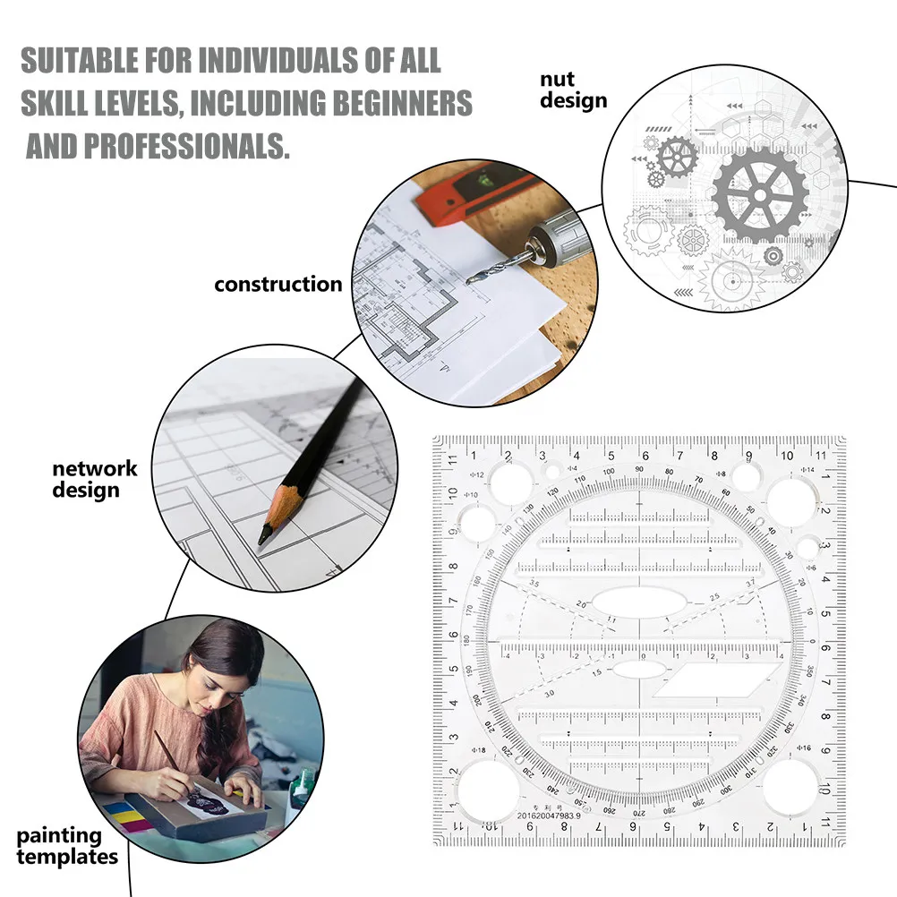 2Pcs Circle Template Multi Functional Drawing Ruler Geometric Drawing Template for Art Design Architecture Accurate Measurements