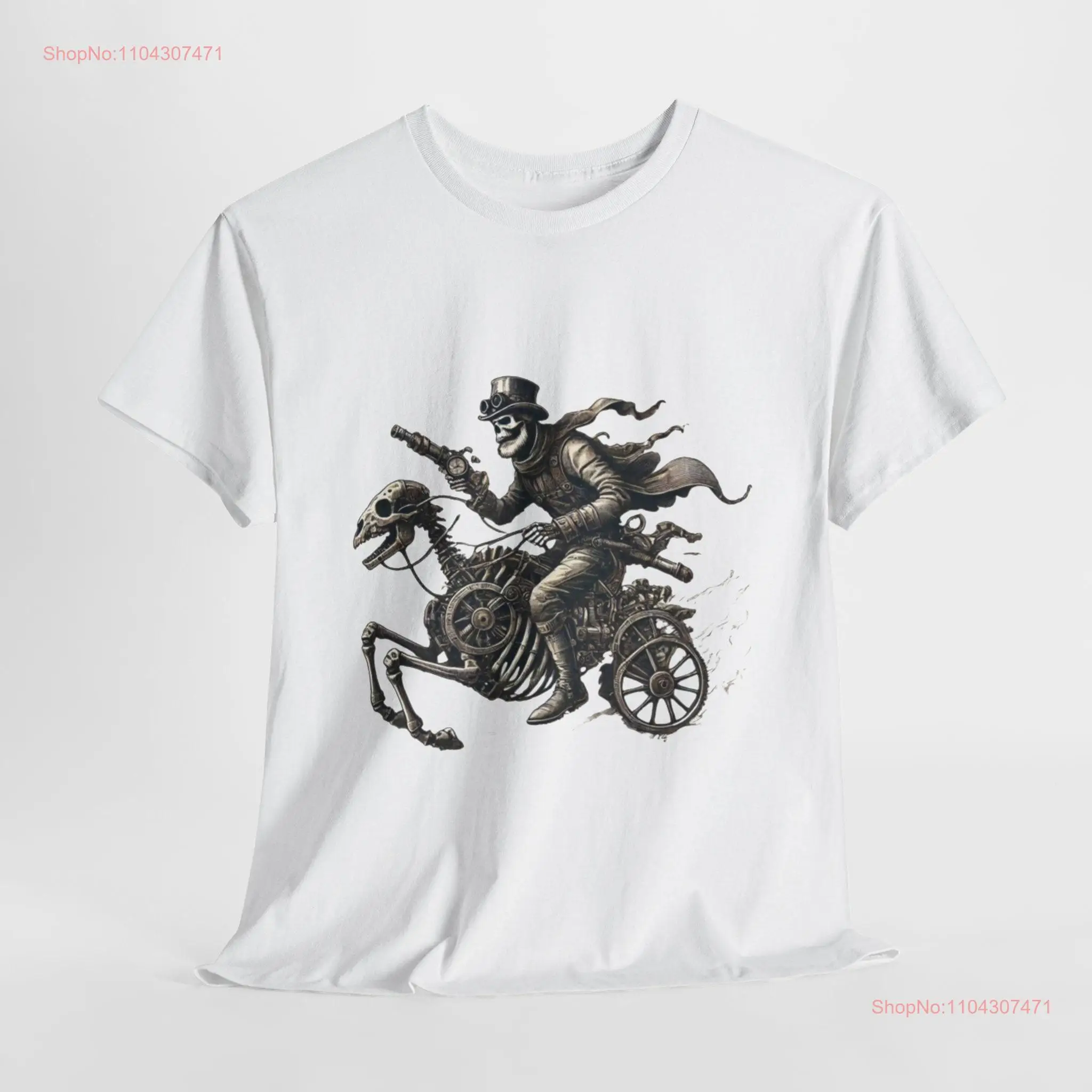 Steampunk Skeleton Riding Steam Powered Skeletal Elephant T Shirt long or short sleeves