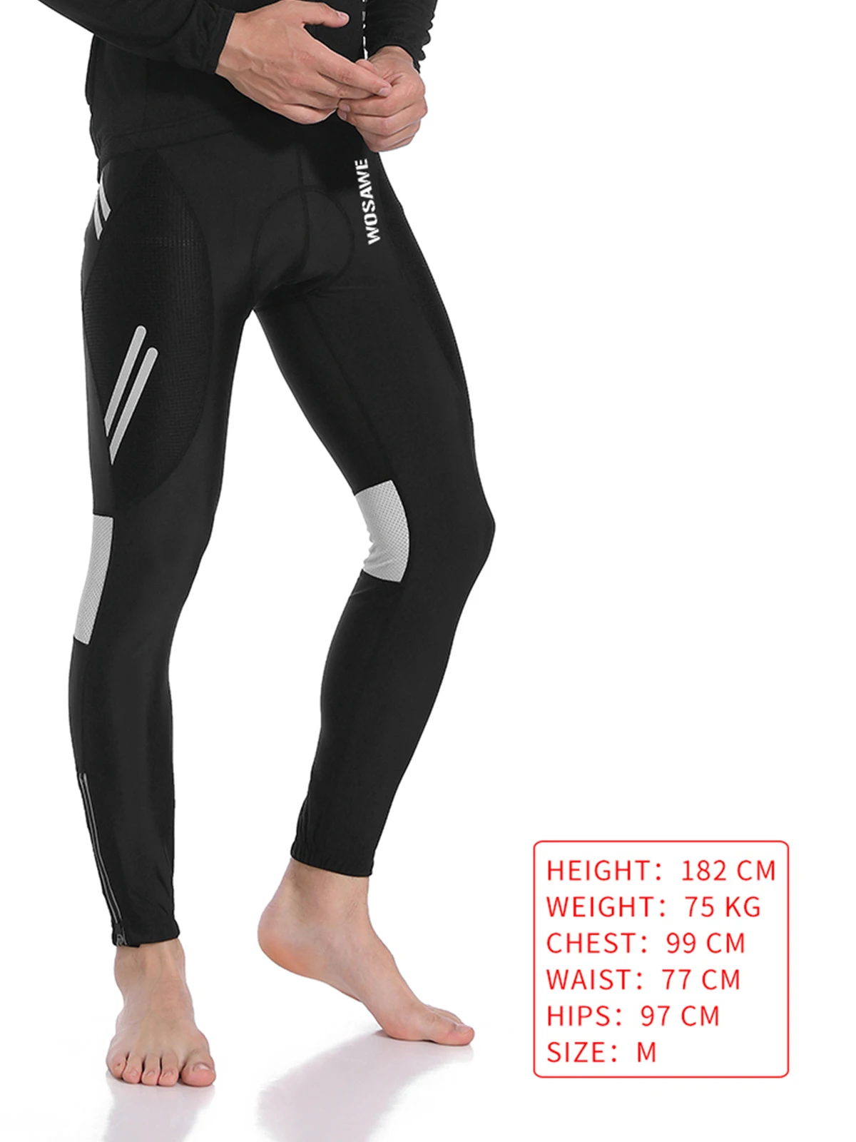 WOSAWE الرجال سروال ركوب الدراجات الطريق دراجة الجوارب تنفس الدراجات طماق طويلة ثلاثية الأبعاد مبطن MTB دراجة السراويل لخريف ربيع #4