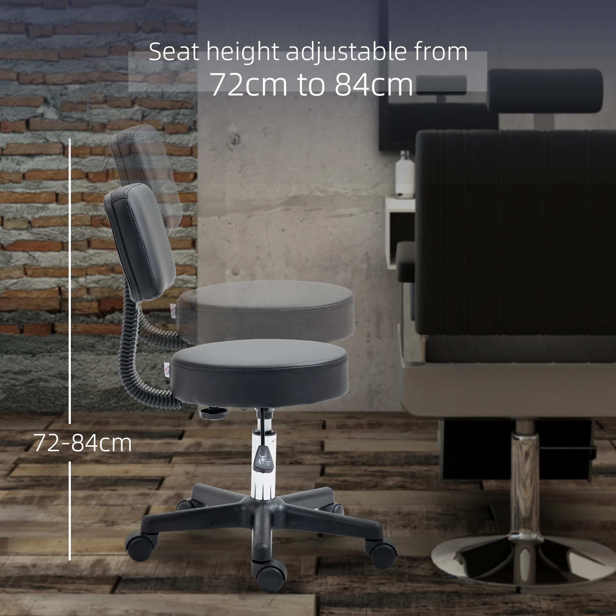 HOMCOM Adjustable Swivel Salon Chair Padded Seat Back 5 Wheels