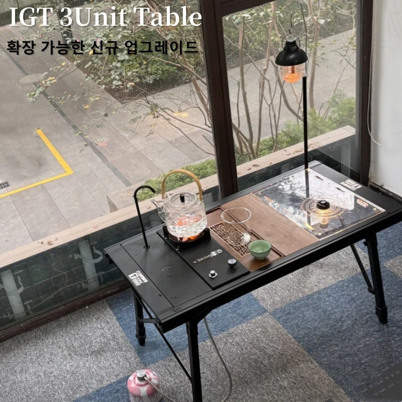 IGT 3 Unit Table Folding Aluminum Alloy Portable Picnic  Table Lightweight IGT Table 0.5 Unit High Fire Gas Stove Camping Table