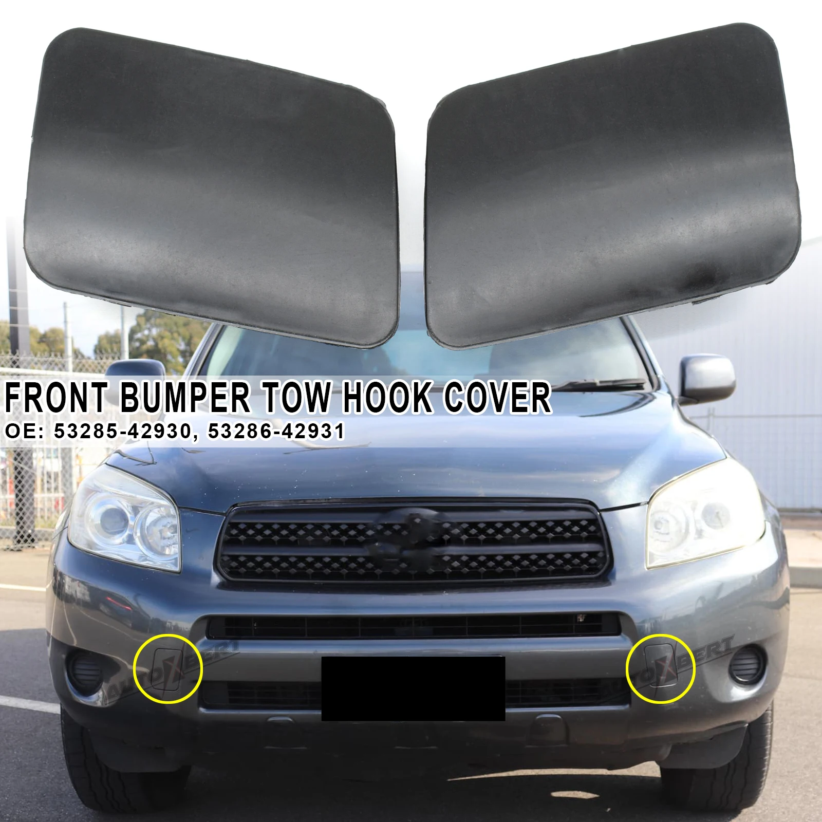 2pcs Front Tow Hook Cover Bumper Towing Trailer Right Left Cap For Toyota RAV4 XA30 2006-2008 53285-42930 53286-42931 Car Parts