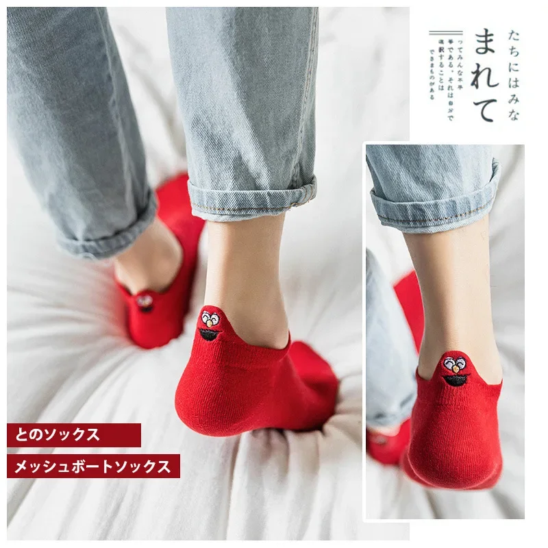 Fashion Socks Woman 2024 New Spring 4 Pairs Ankle Girls Cotton Color Novelty Women Fashion Cute Heart Casual Funny Sock