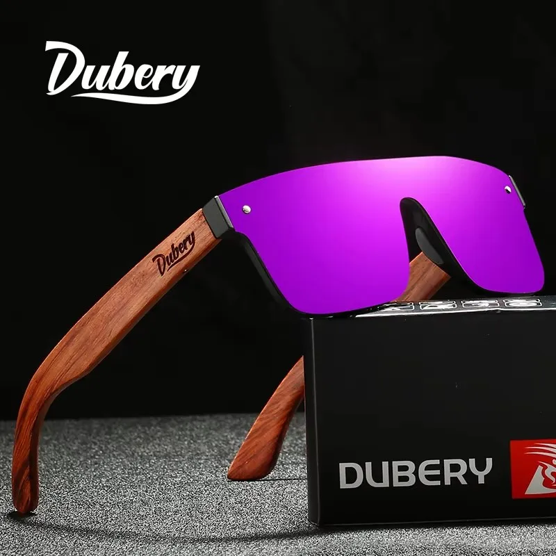 DUBERY New Wood Sunglasses Men Polarized Fashion Square Sun Glasses Male Outdoor Driving Riding Natural Wood Eyeglasses UV400