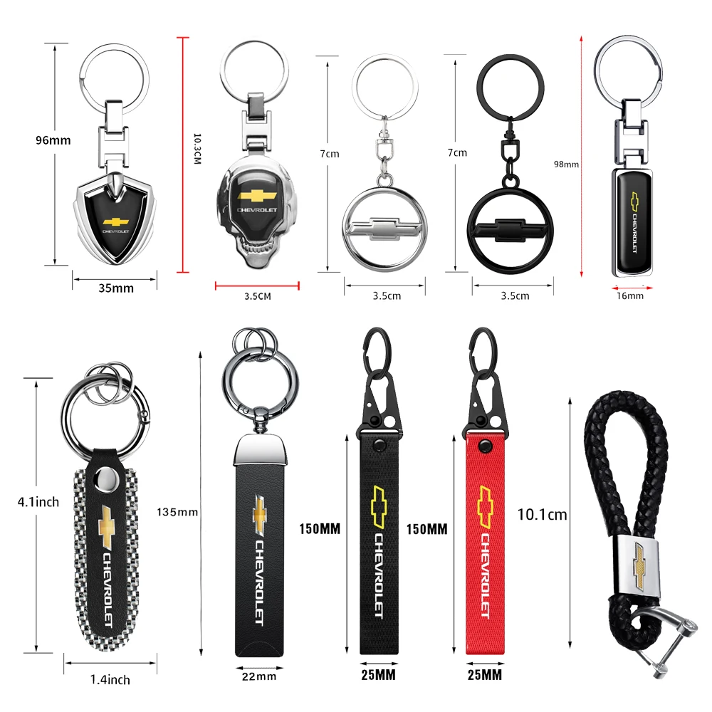 1pc Metal Car Nylon Keychain Strap Key Rings Pendants Auto Accessories For Chevrolet Cruze Captiva Trax Malibu Tahoe Spark Aveo