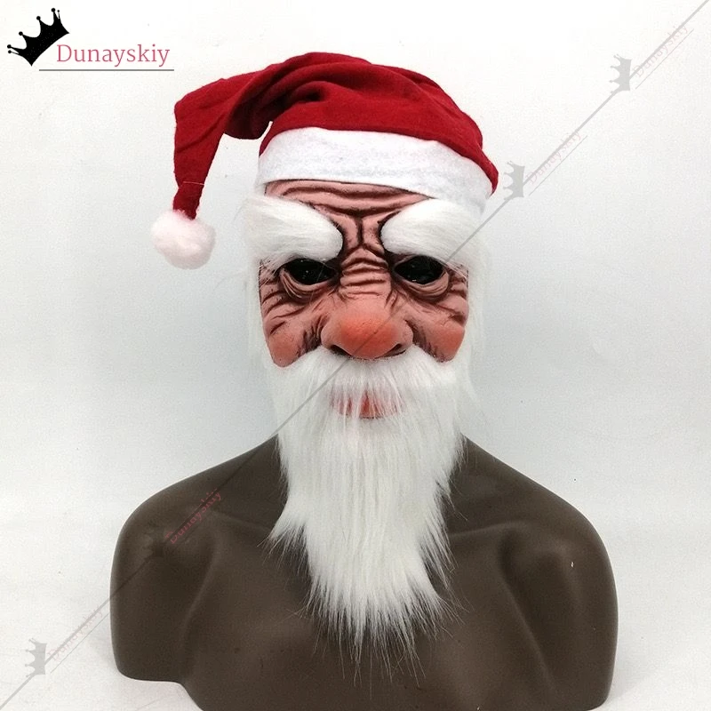 

New Year Santa Claus Cosplay Costume Christmas Halloween Latex Mask Prpos Accessories 62*50cmChristmas New Year Party Supplies