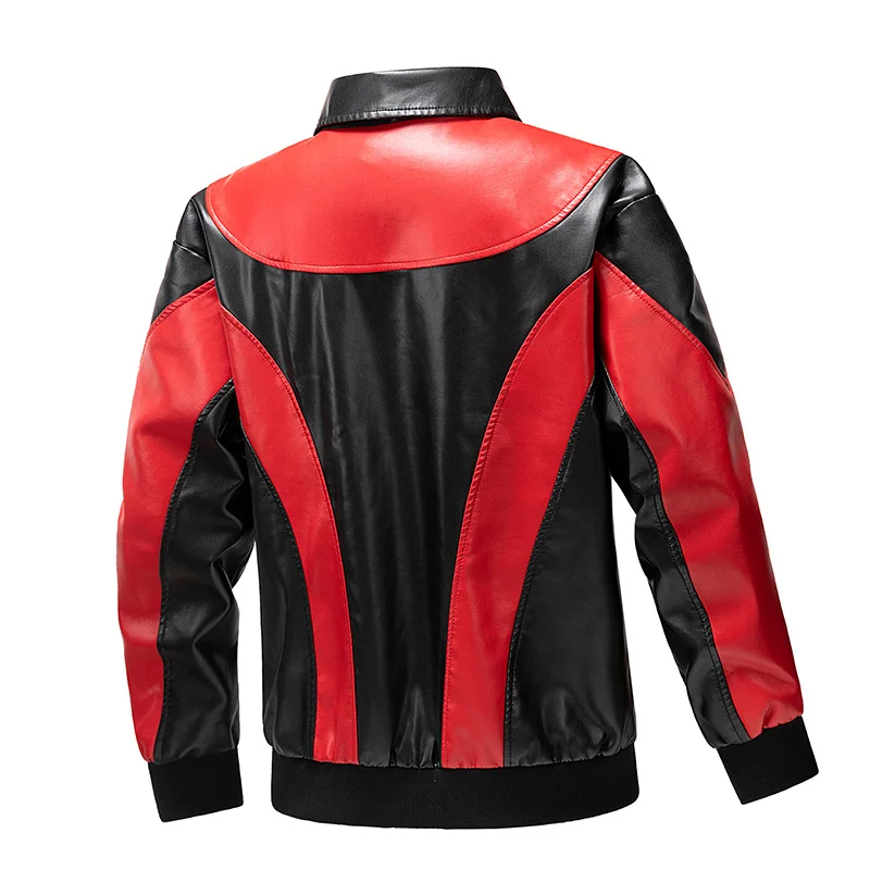 Giacca in pelle da uomo 2024 autunno nuova tendenza moda patchwork colore Outdoor ciclismo locomotiva tuta da uomo con risvolto in pelle abbigliamento