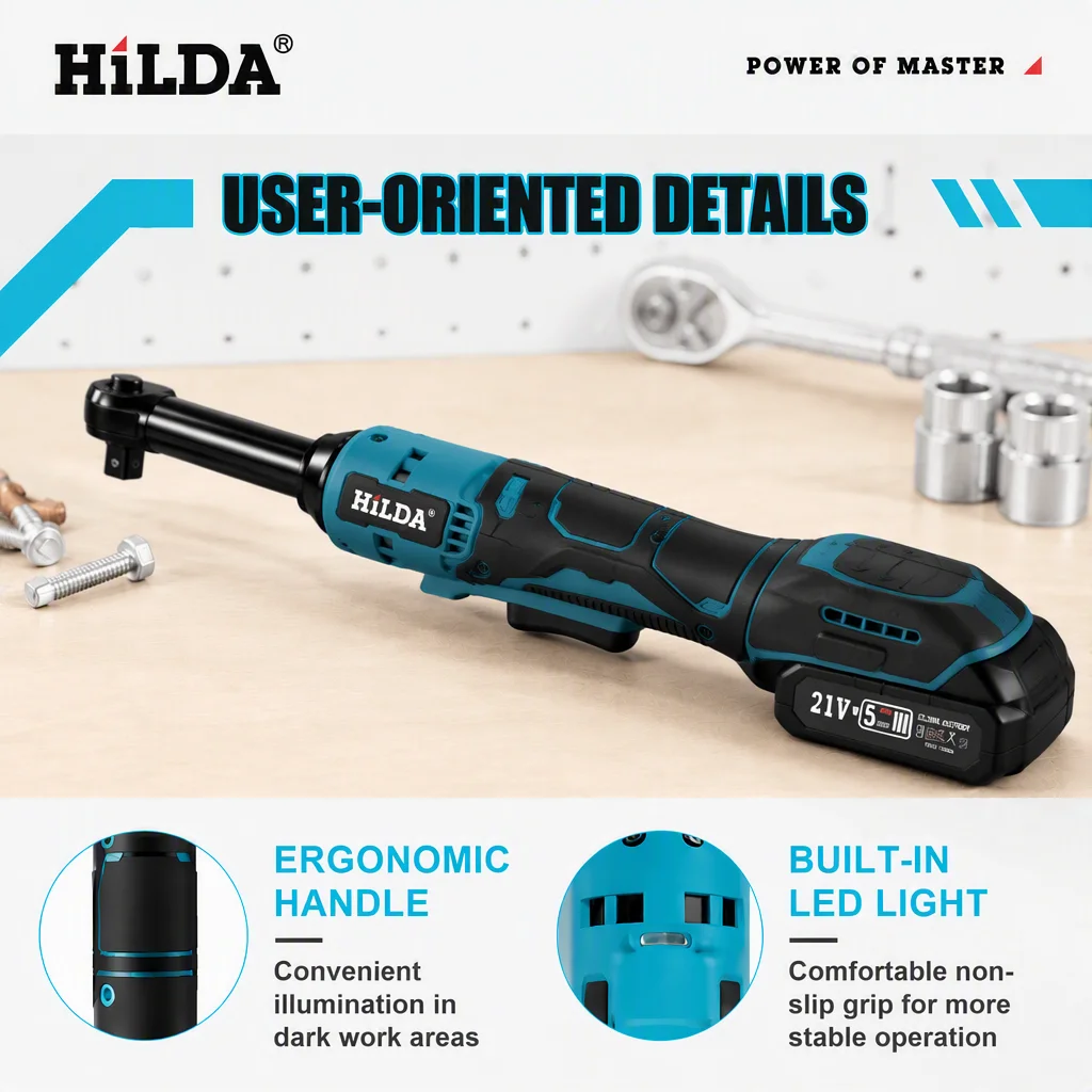 HILDA Brushless Extended Cordless Ratchet Wrench 3/8
