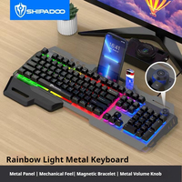 Port Luminous Metal Panel Magnetic Hand Supporthandle Gaming Mechanical Touch Knob Colorful Backlight Gaming Keyboard Mouse Set