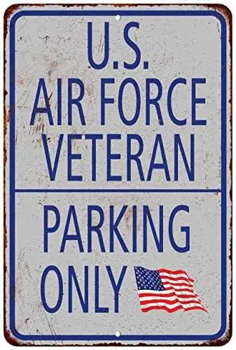 U.S. Air Force Parking Only Signs Military Signs Vintage decorative plaque Wall Art Rustic Tin Patriotic Gift 8 x 12 High Gloss