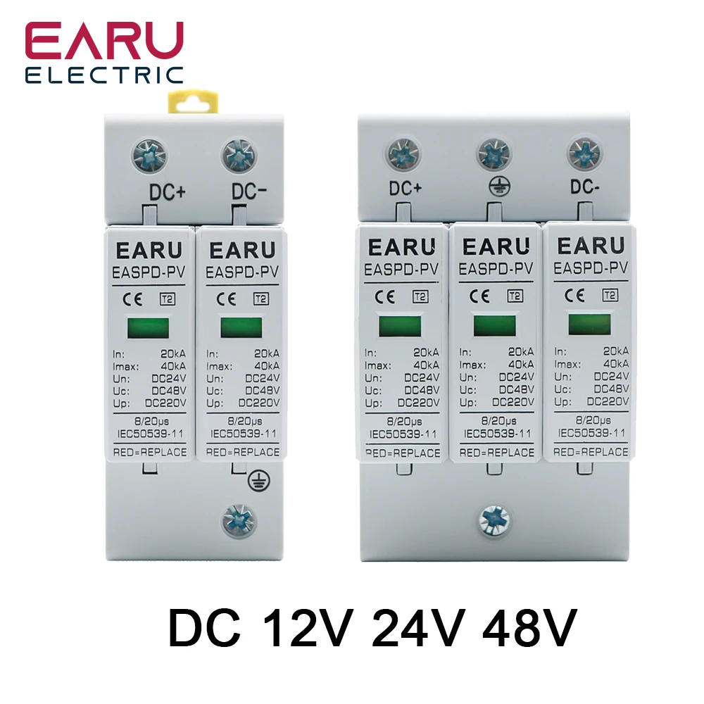 Photovoltaic DC SPD 2P/3P DC12V 24V 48V 10KA~20KA 20KA~40KA 40KA~60KA Surge Protector Protective Device Lightning Protection