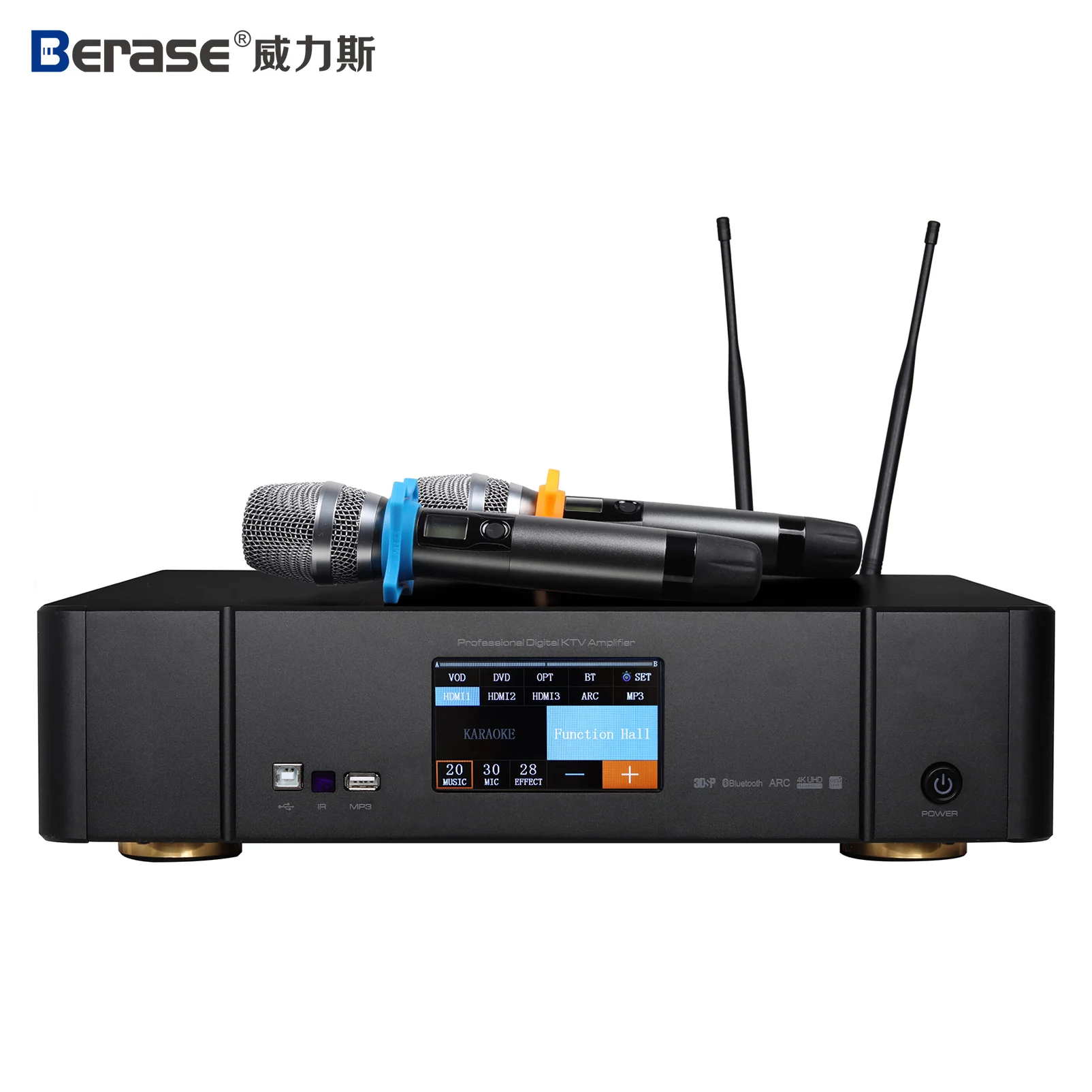 2‑Channel Stereo Karaoke Mixing Amplifier With HDMI Optical Bluetooth Input Support Microphone For Home KTV Party