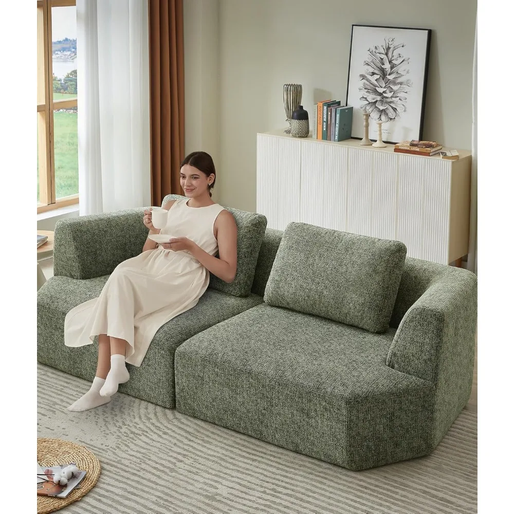 أريكة أريكة سحابة مقسمة بدون عظم مقاس 98.4 بوصة، أريكة مضغوطة كبيرة الحجم مكونة من 3 مقاعد مع قماش شانيل