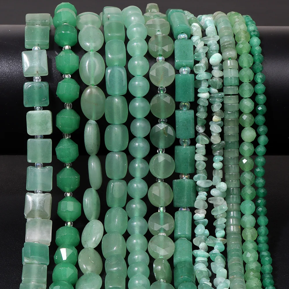 Green Natural Stone Aventurine Beads Round Loose Faceted Drop Rondelle Jades Bead Charm for Jewelry Making DIY Bracelet Handmade