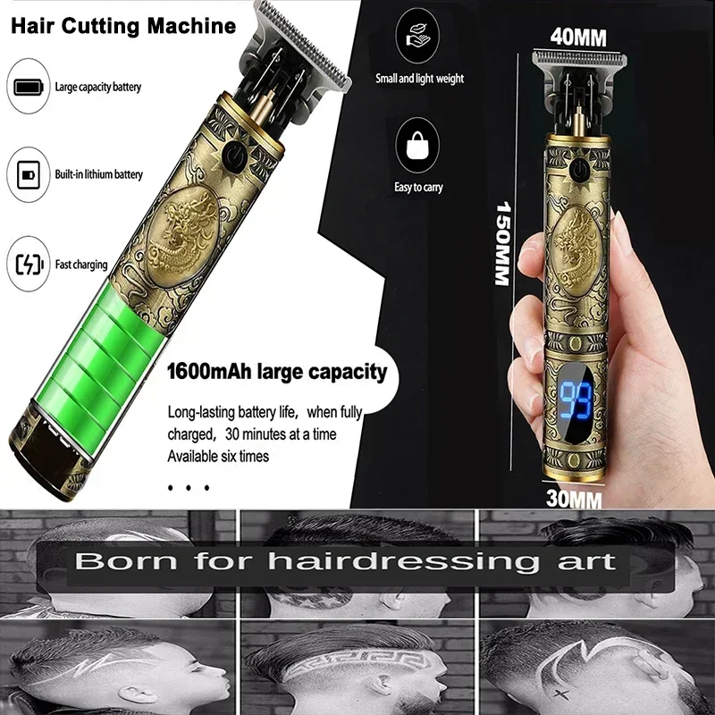 Vintage T9 Hair Clipper Electric Barber Men Electric Shaver Chargeable Hair Trimmer Machine Clippers Hot Sale Hair Cutting Care