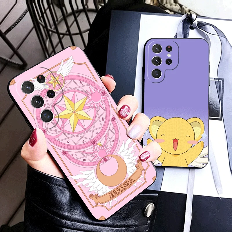 Cardcaptor Sakura Cute Girl Silicone Phone Case for Samsung Galaxy S22 S23 S24 S25 S26 Ultra FE Plus Edge S21 S20 + Black Soft C
