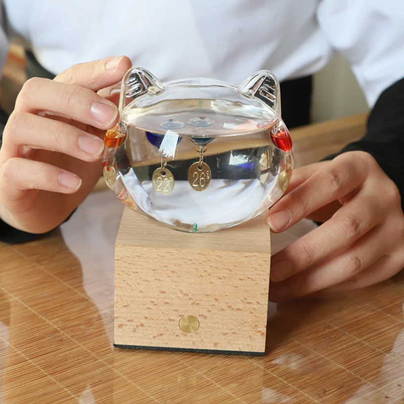 القط غاليليو ميزان الحرارة زخرفة الإبداعية ديكور المنزل هدية عيد الميلاد لعيد ميلاد الأصدقاء