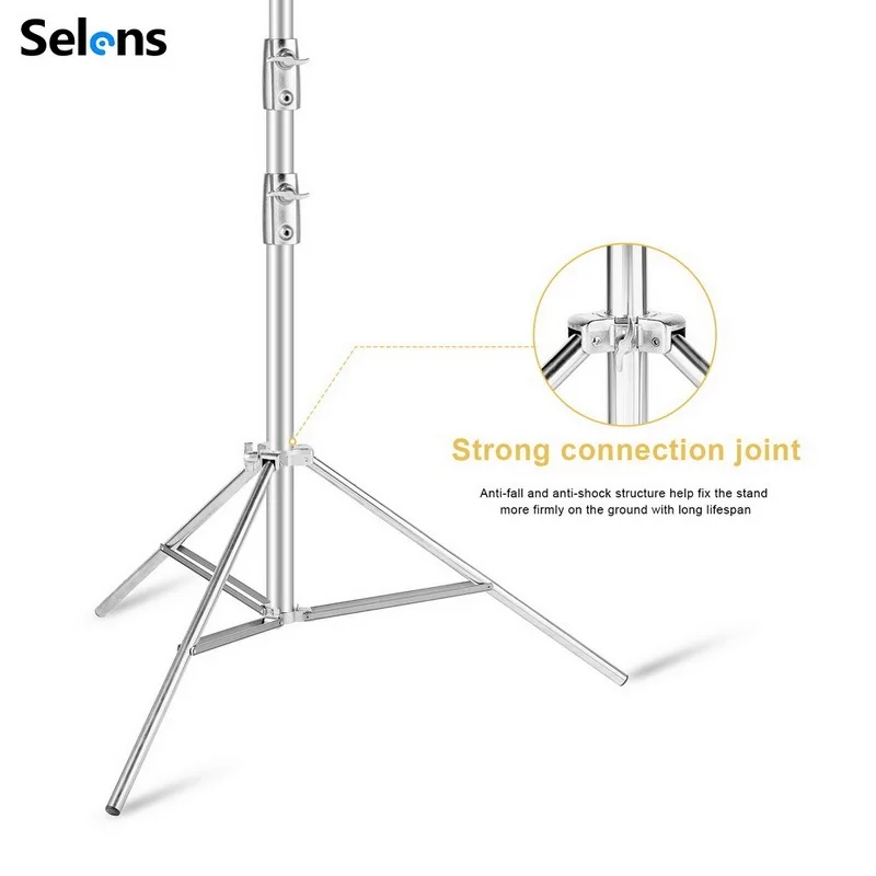 Selens 210cm Adjustable Stainless Steel Light Stand Heavy Duty Tripod Stand Photo Studio Kits Photography Bracket Tripode 삼각대