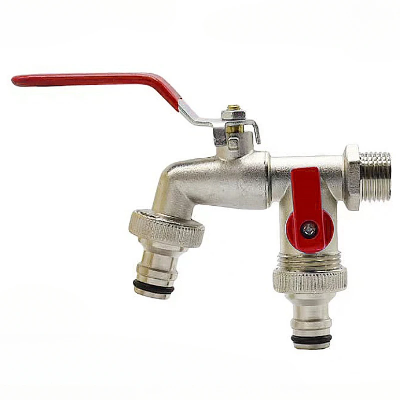 1PC Double Head Water Faucet 1/2'' 3/4'' Water Splitter Connector Coupling Adapter Valve Switch Garden Hose Irrigation Tap Joint