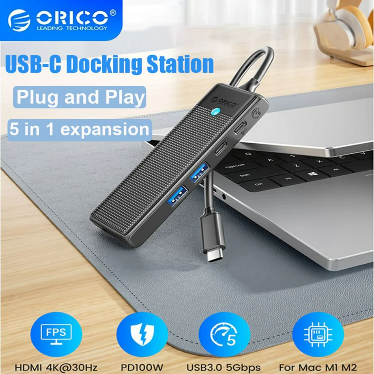 

ORICO USB C Hub Type C To HDMI-compatible USB3.0 Adapter PD100W Card Read Ethernet Port Docking Station for MacBook USB Splitter