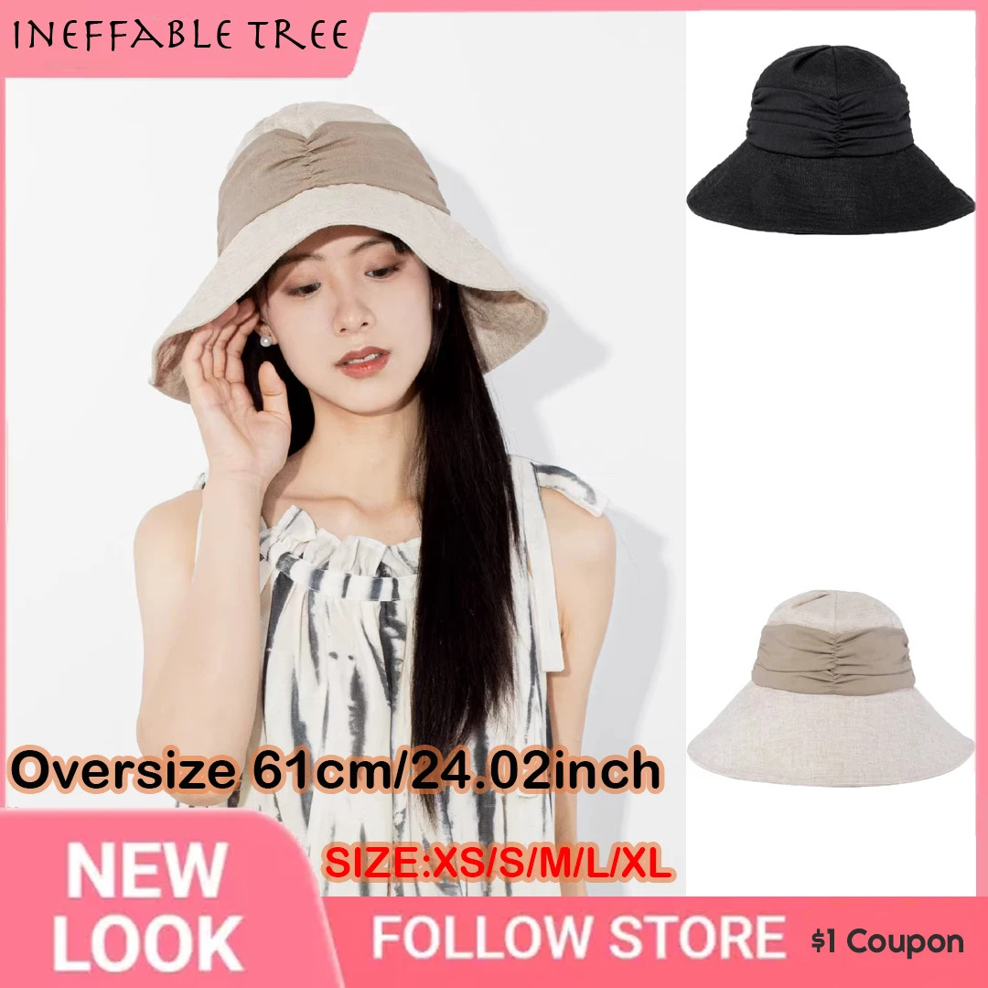 

Льняная летняя панама оверсайз XL с широкими полями, складная соломенная шляпа для женщин, защита от солнца, шляпа-боб, сомбреро для женщин