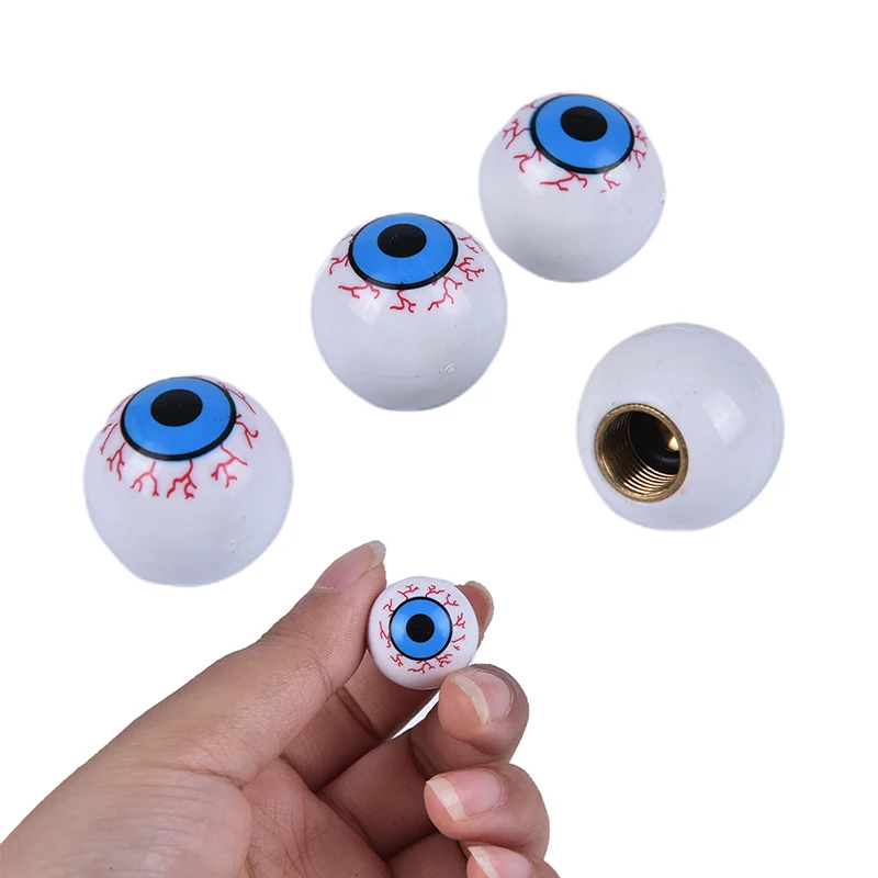 4PCS New Eyeball-Shaped Valve Caps For Metallic Plastic Bikes & Cars Wheel Tyres