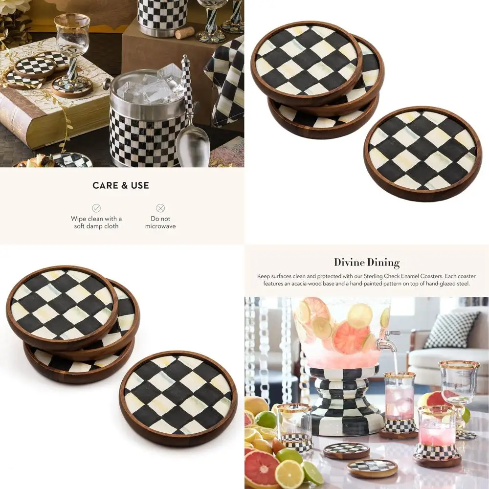 

Elegant Round Enamel Plates, Set of 4, Suitable for Table or Drink Service