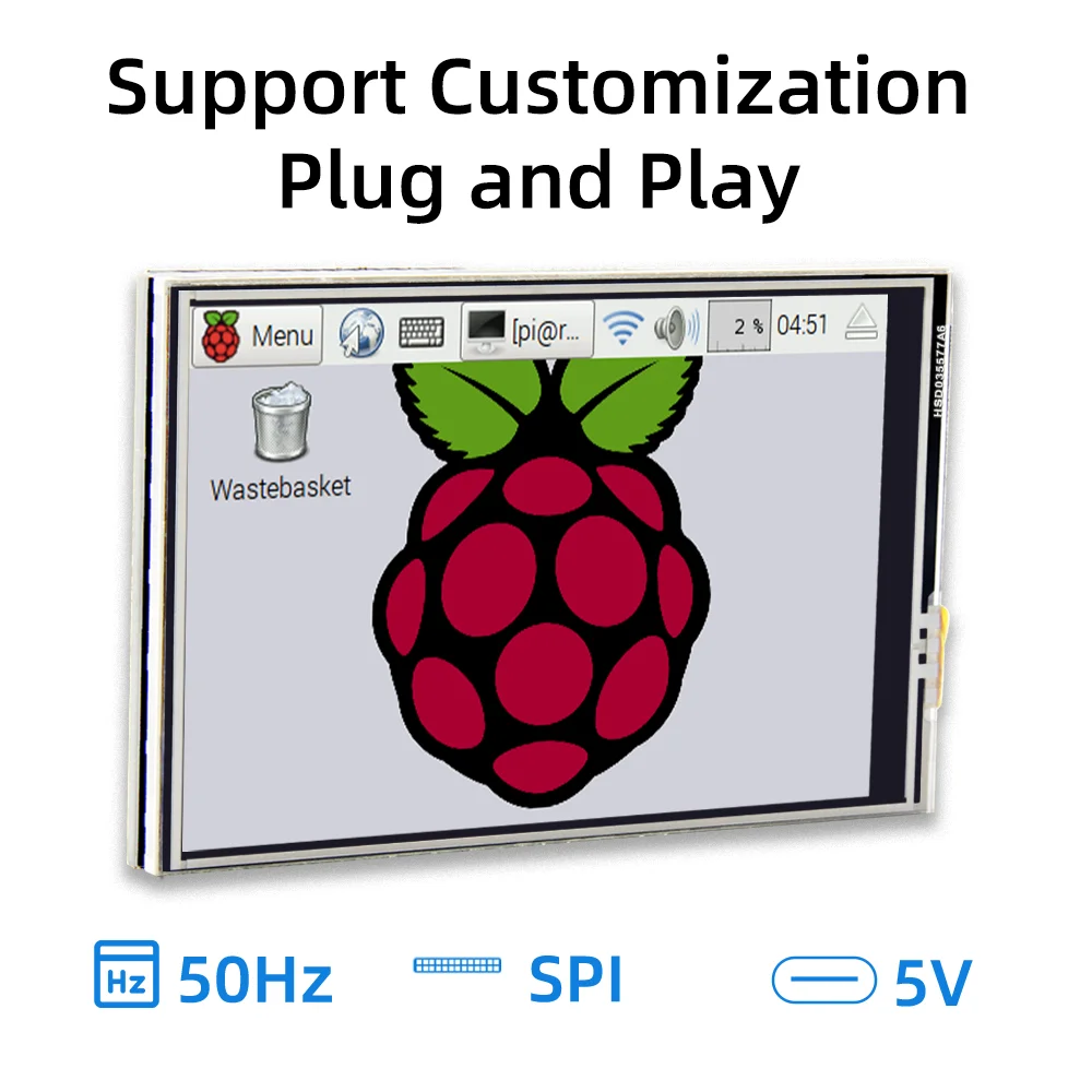 Wysoka prędkość 125 MHz SPI 3,5-calowy wyświetlacz LCD 320*480 Moduł LCD z ekranem dotykowym dla Raspberry Pi A, A+, B, B+, 2B, 3B, 3B+, 4,5