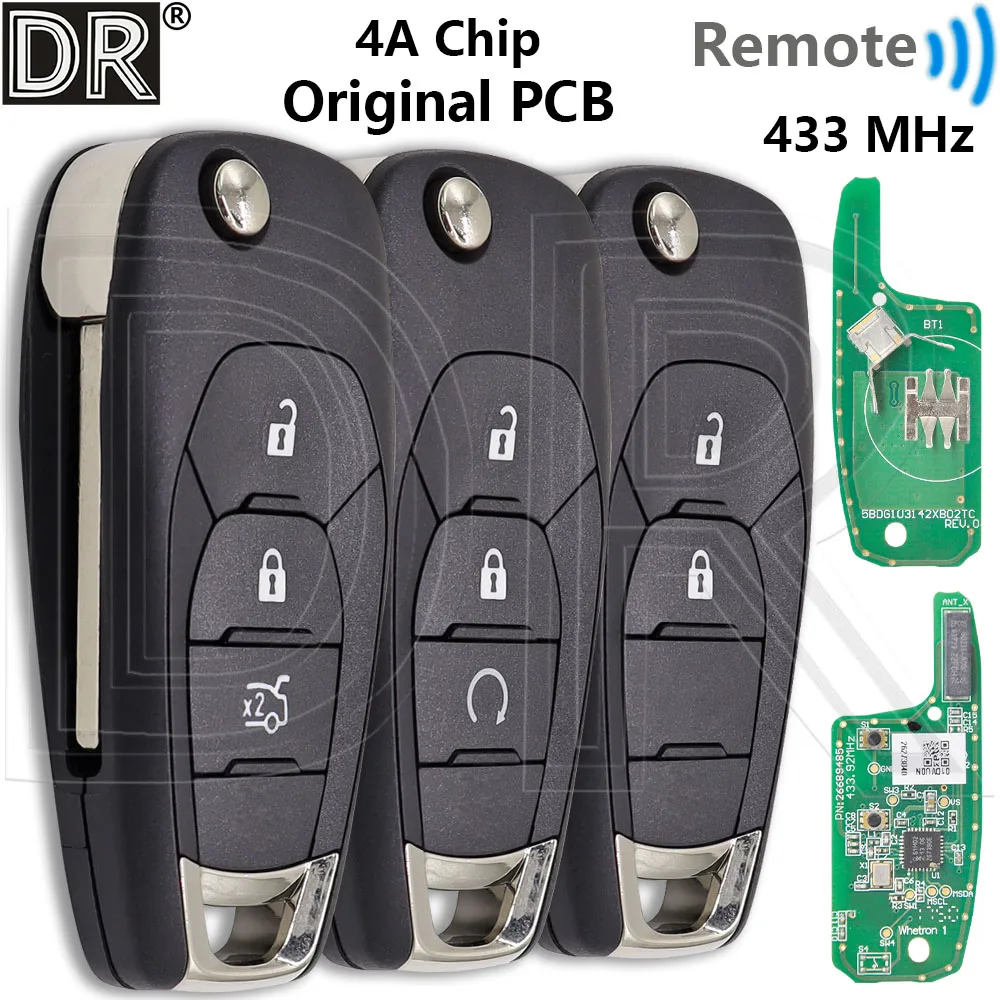

Great 4A Chip Original PCB Board 433MHz Flip Car Remote Control Smart Key For Chevrolet Cruz Trax Sonic Spark Onix