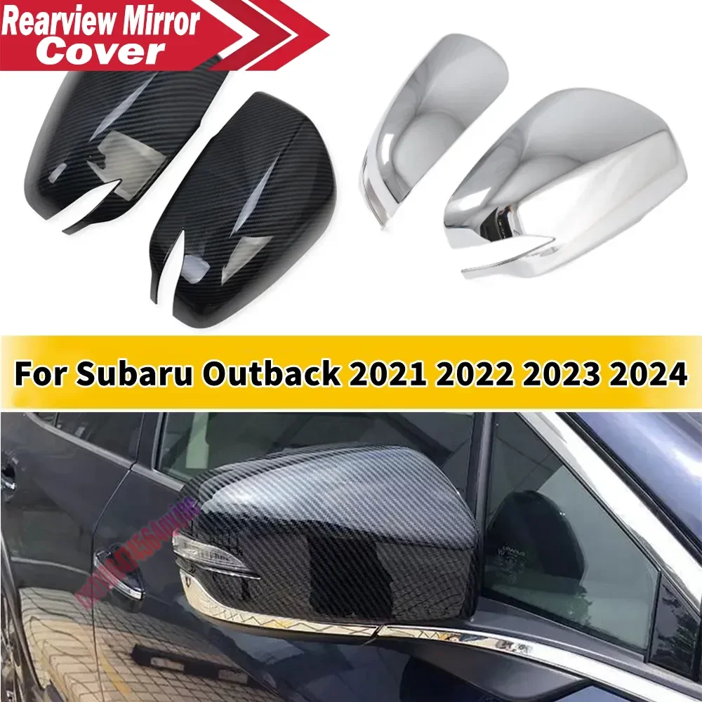 For Subaru Outback 2021-2024 ABS Car Rearview Side Mirror Cover Wing Cap Exterior Door Trim Adhesive Sticker Parts