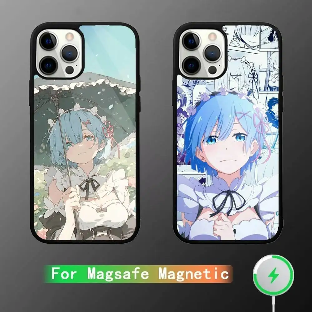 

Cartoon R-Rem Re Z-Zero Phone Case For iPhone 16,15,14,13,12,11,Pro,Max,Plus,Mini,SE New Magsafe Magnetic Wireless Charging