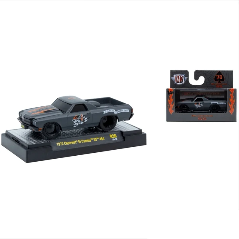 M2 Machines - Coche de Juguete de Aleación Fundida a Presión a Escala 1:64, Chevrolet El Camino SS 454 de 1970, Modelo Clásico, Regalo para Adultos, Souvenir, Exhibición Estática