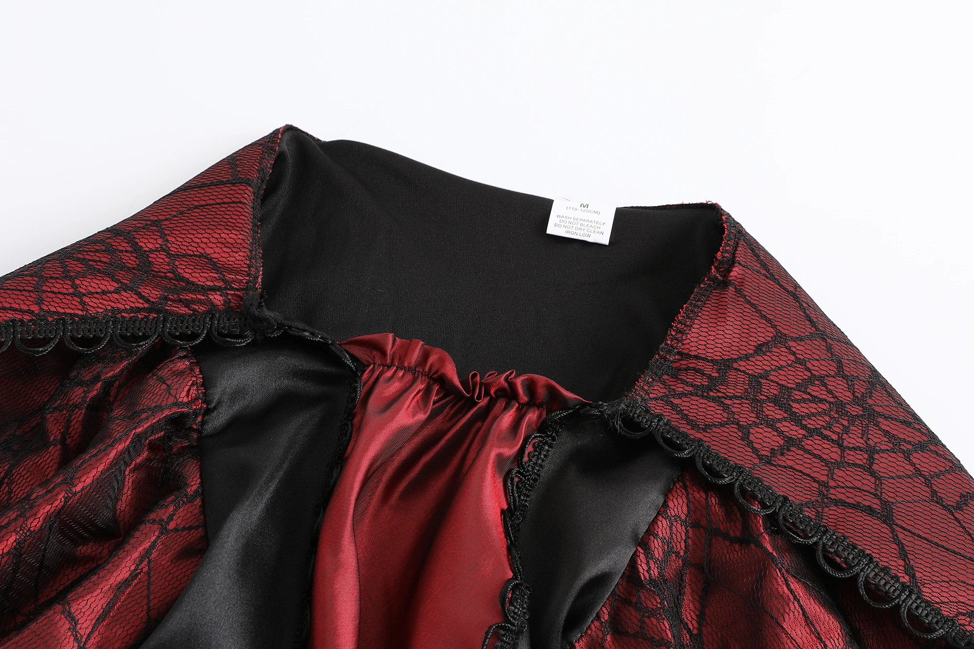 Mädchen-Vampir-Königin-Kostüm Schwarzes Rotes Langes Kleid Mit Kragen-Accessoire Für Halloween-Karnevalsparty-Rollenspiel – Detail 8