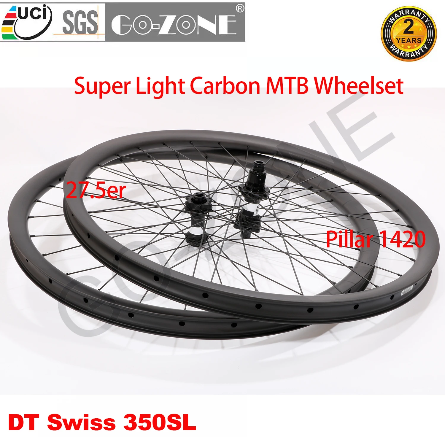 Carbon MTB Wheelset 27.5 Ultra Light Tubeless Straight Pull DT  350SL Thru Axle / Quick Release / Boost 650B MTB Wheelset