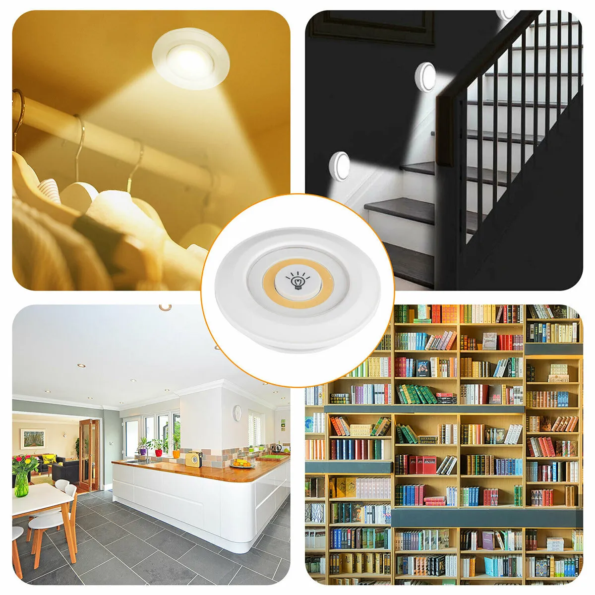 3Pcs Touch Night Light Cob Ultra-Bright Dimmable Wireless Wall Mountable Baby Room Kitchen Bedroom Bathroom Corridor Car Lamp