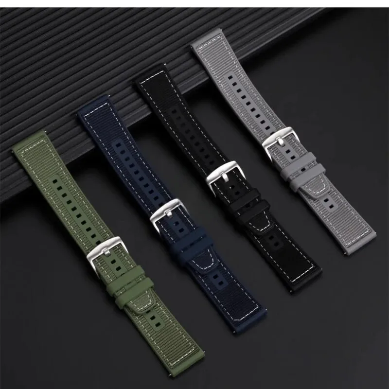 22mm Silicone+Nylon for samsung Galaxy watch 8/8 classic/ultra 2025 44mm 40mm 47mm 46mm Strap Composite correa brecelet band