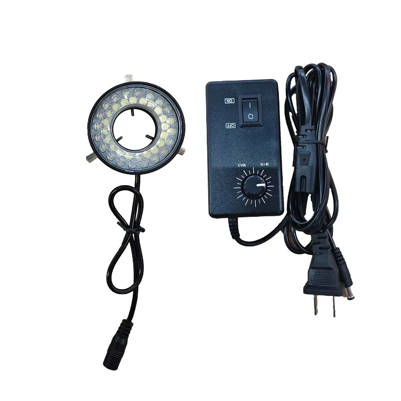 Microscope LED Ring Light, Dimmable for CCD Camera Inspection, Metal Housing, White & Red Light with 40 LED Beads