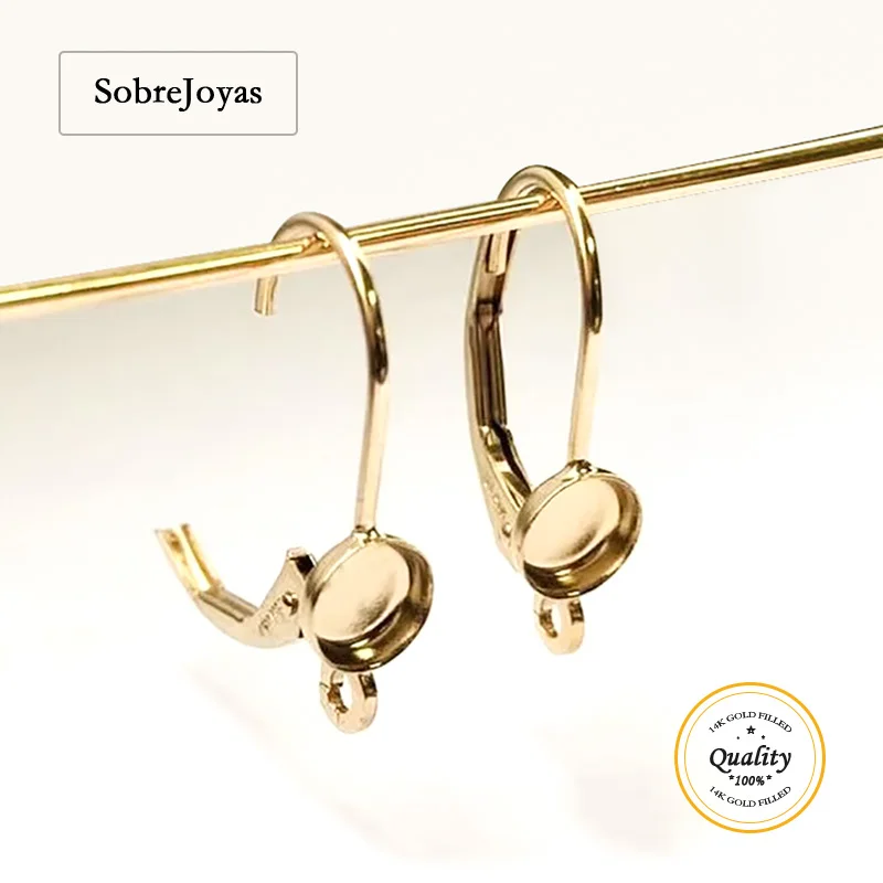 

Bezel Cup Leverback with Ring, 14K Gold Filled, 4mm Cup Leverback Components, Gold Ear Wire for Jewelry, Earrings Accessories