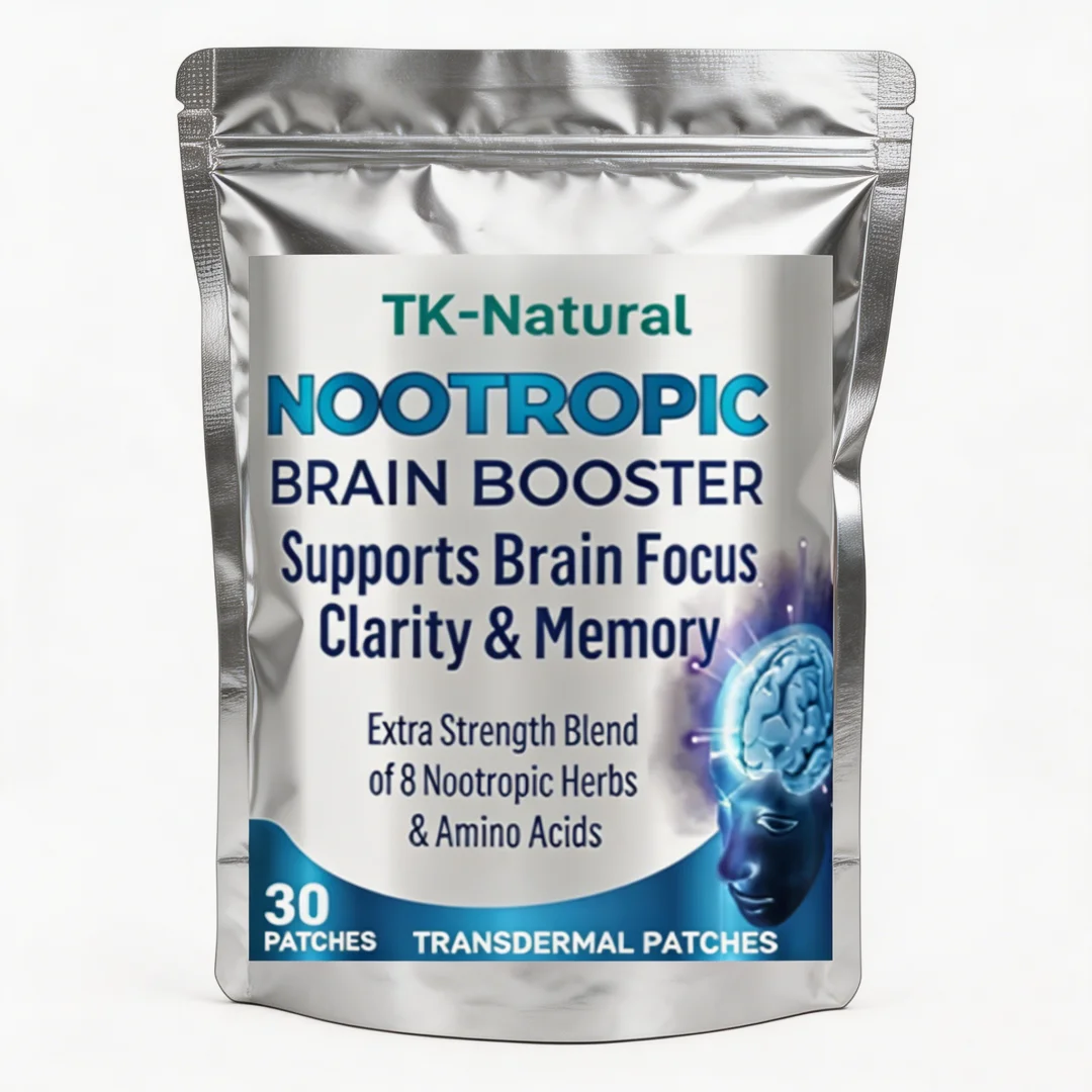 30 Patches Nootropic Brain Booster Transdermal Patches with Ginkgo Biloba, Bacopa Monnieri - Memory & Brain Support