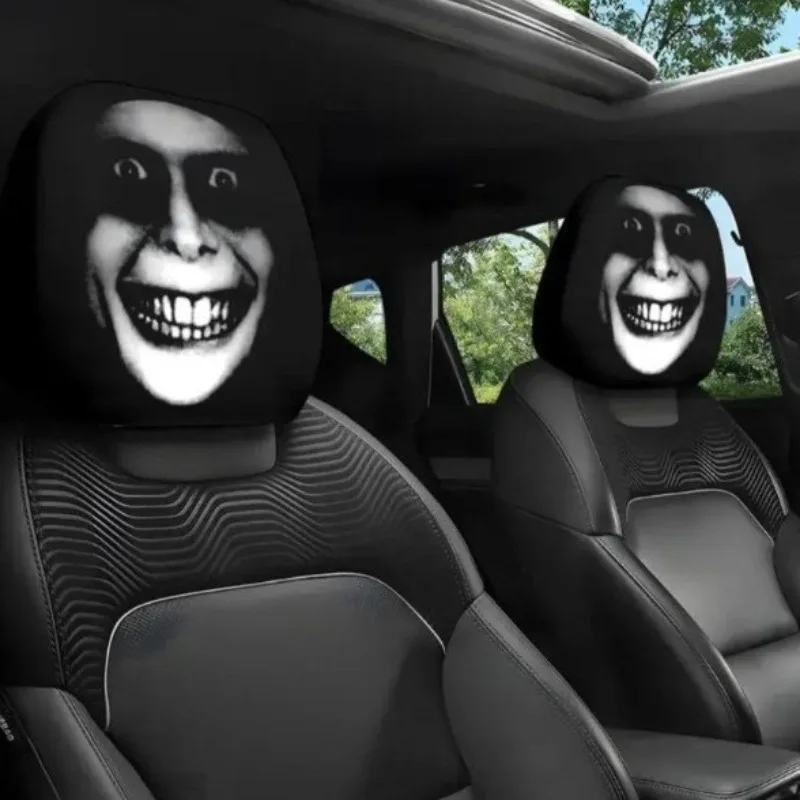 Smiley Face Printed Car Pillowcase Soft Comfortable Decorative Cushion Cover Auto Seat Headrest Washable Polyester Fabric image 2