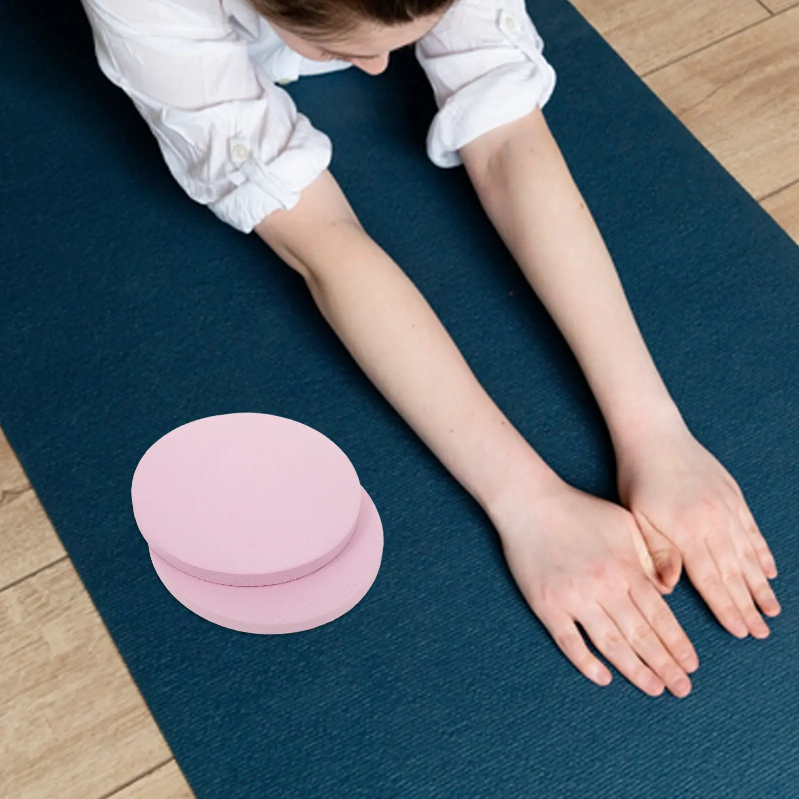 6pcs Light Pink Circular Exercise Mat – High-Density Yoga Knee Support & Floor Workout Cushion
