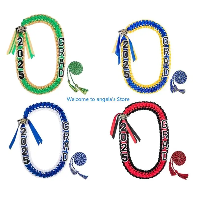 X4YC Graduation Lei Academic Regalia Tassels Cord لعام 2025 خريجي Lei Netclace Double Design