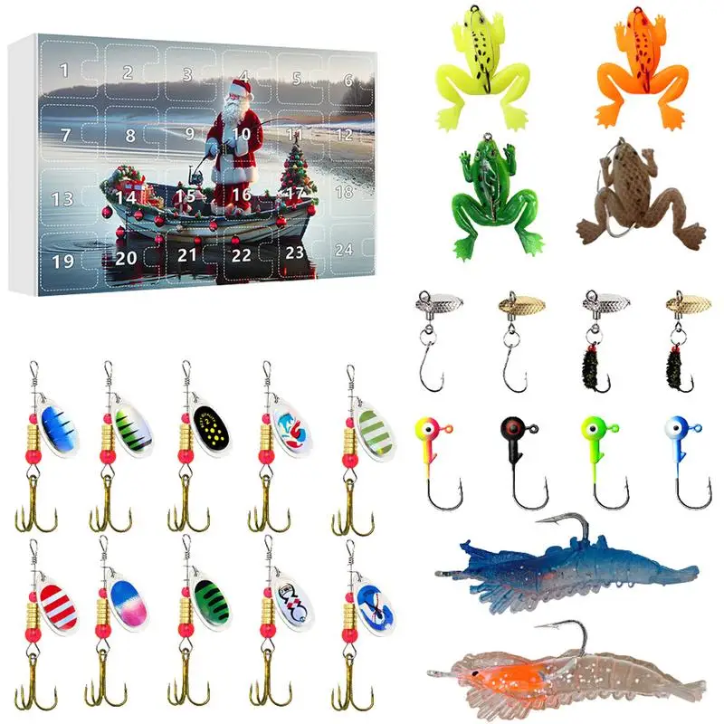 Fishing Advent Calendar Small Bass Bait Hook Fishing Tackle Advent Calendar 24 Days Countdown Calendar For Fishing