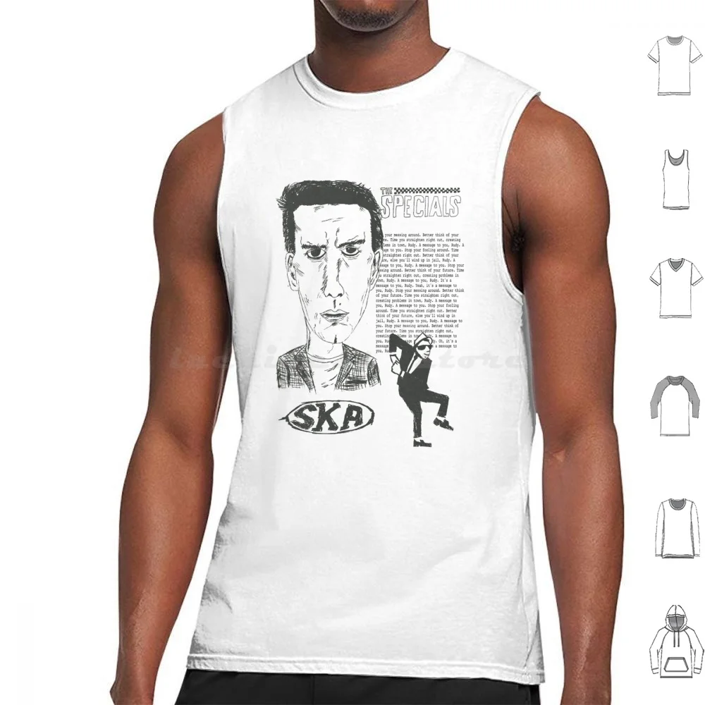 Terry Hall-A Message To You Rudy Tank Tops Print Cotton Rip Terry Hall The Specials Terry Hall Terry Hall Rest In Peace