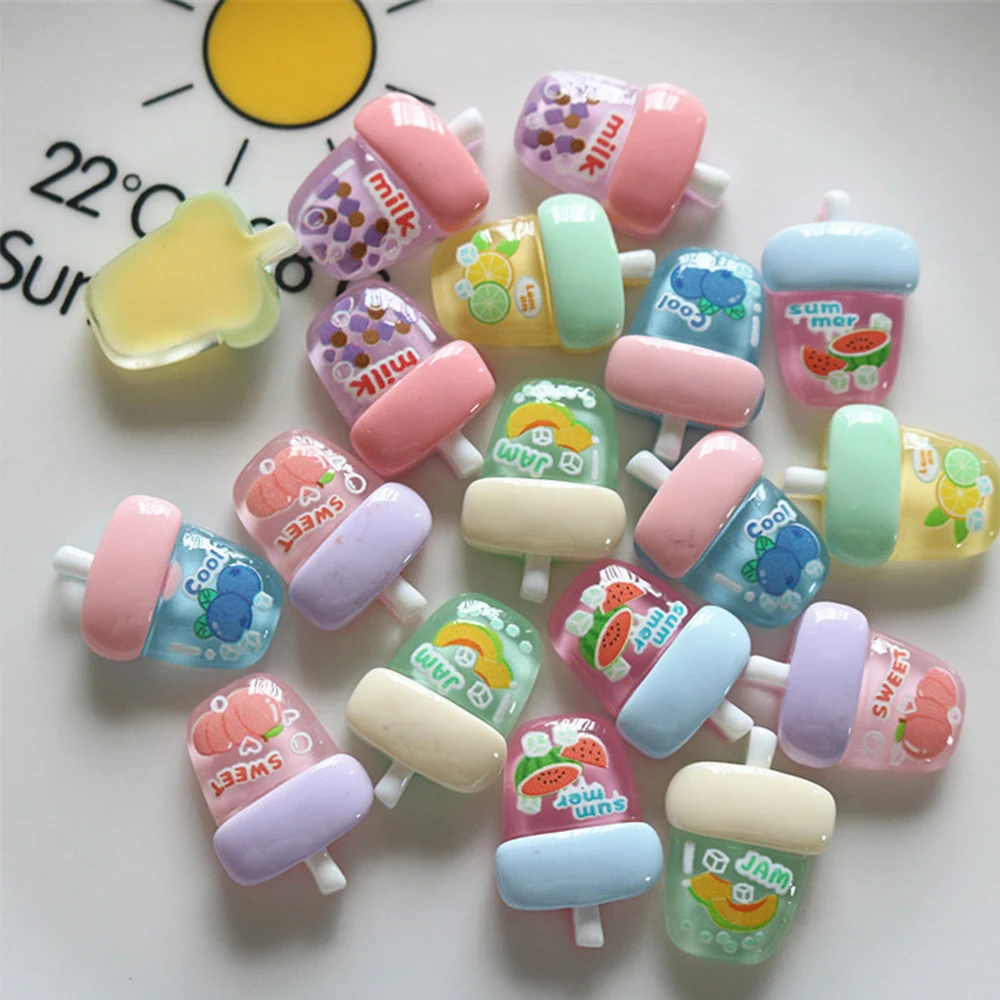 10PCS Juice Bottle Series Resin Flat Back Cabochons For Hairpin Scrapbooking DIY Jewelry Craft Decoration Accessories