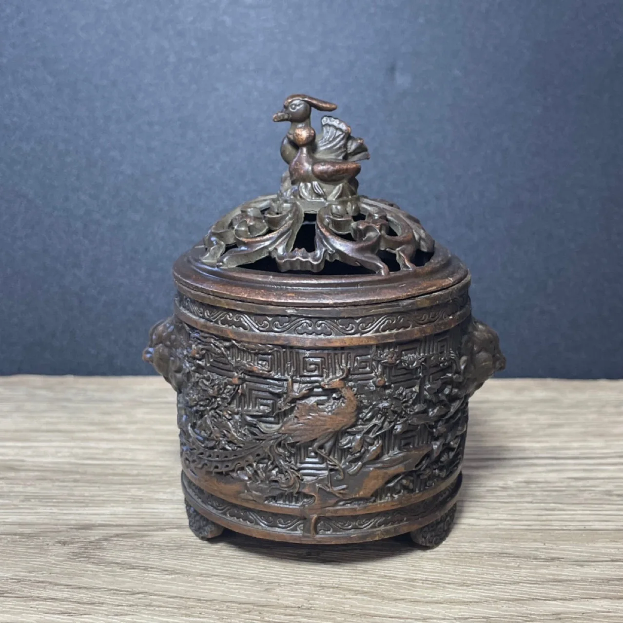 

Copper Mandarin duck Incense Burner Statue dragon and phoenix Statue Office Home Decor Gift