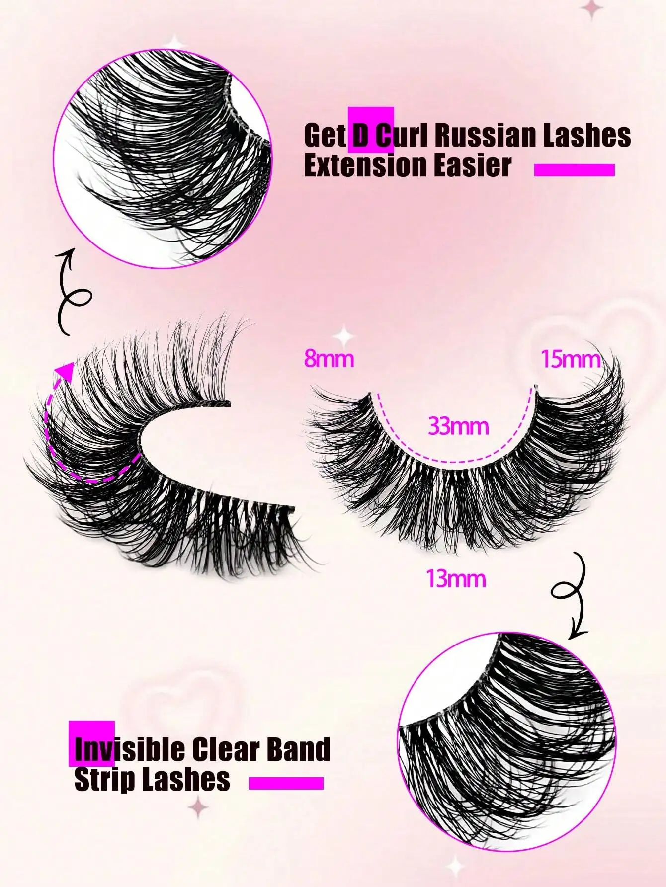 10 paires de Faux cils complets 15mm bande russe D Curl Faux vison œil de chat Look queue bande allongée cils