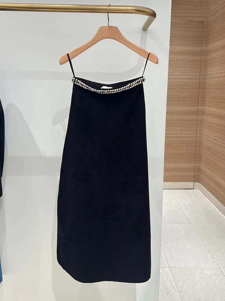 

SIVOS High Waist Sparkling Diamond f-length Skirt Hepburn Sle Premium Women's Autumn Faion Commute Simple Knitted Poly...