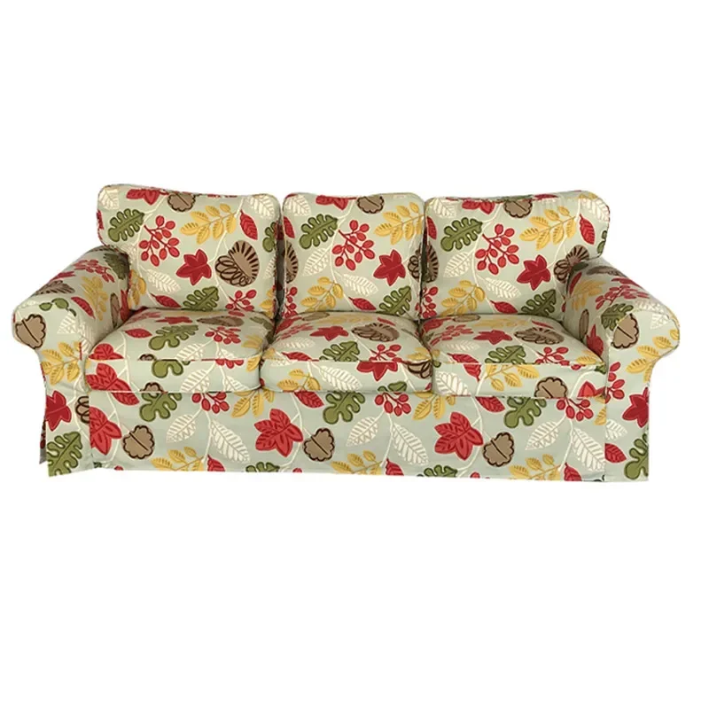 Customized EKTORP Three-person Sofa Cover Lattice  Linen Sofa Cover Sofa Covers for Living Room Couch Covers for Sofas